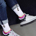 The Illusionist Clubhouse Socks - Mens - Lifestyle Shot with White Shoes Hanging
